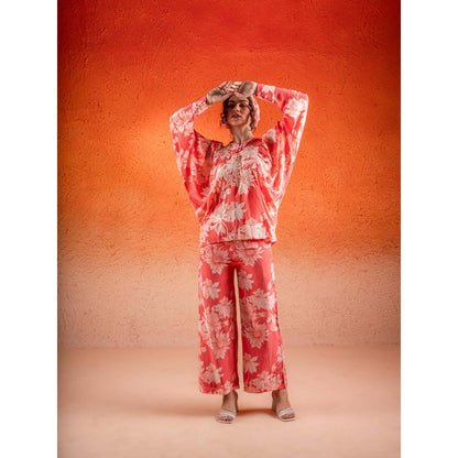 Sshilpa Samriya Georgia Peach Floral Print Co-Ord (Set of 2)