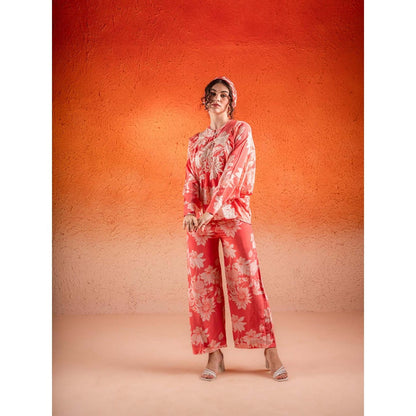 Sshilpa Samriya Georgia Peach Floral Print Co-Ord (Set of 2)