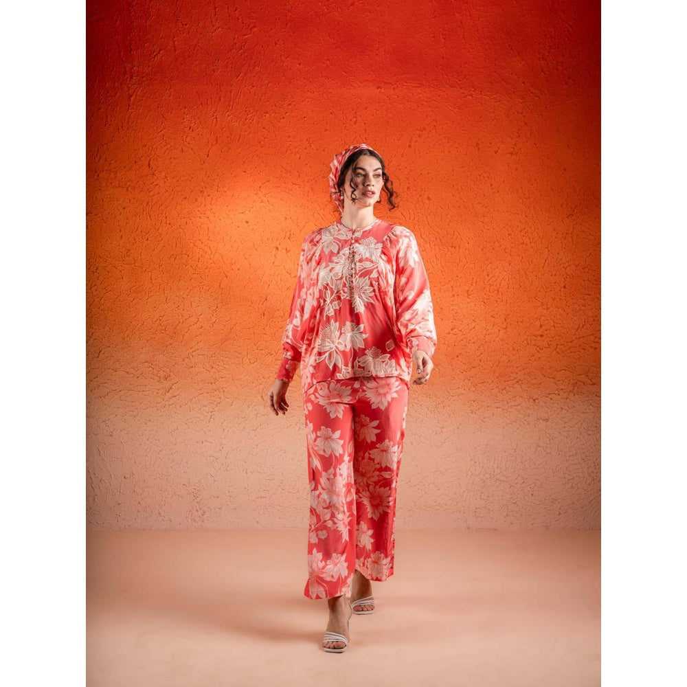 Sshilpa Samriya Georgia Peach Floral Print Co-Ord (Set of 2)