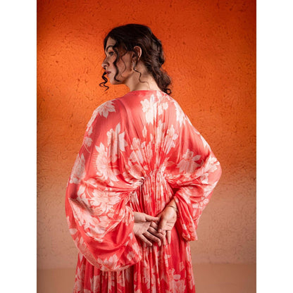 Sshilpa Samriya Georgia Red Floral Print Kaftan with Inner (Set of 2)