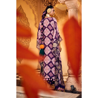 Sshilpa Samriya Purple Embroidered V Neck Kaftan with Pant (Set of 2)
