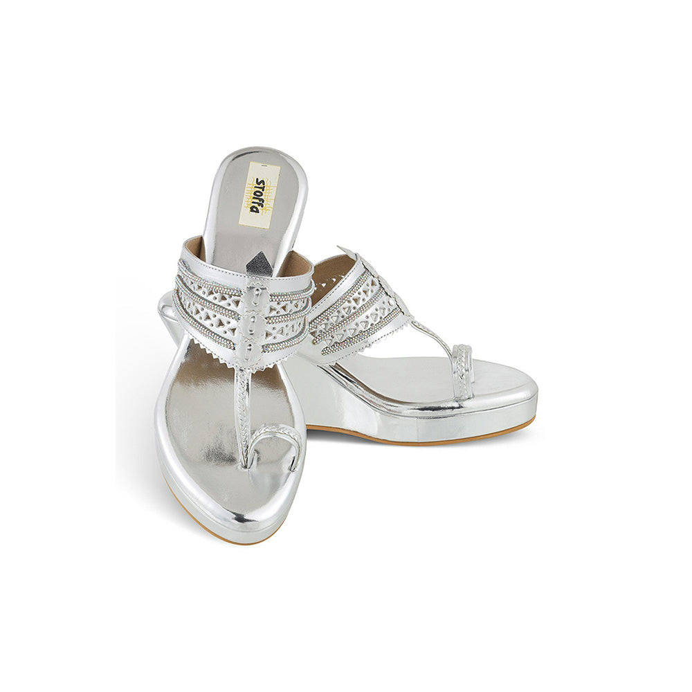 STOFFA Crystal Chain High Kolhapuri-Silver