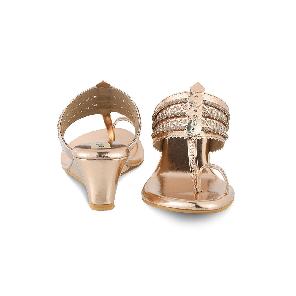 STOFFA Crystal Chain Low Kolhapuri-Rose Gold