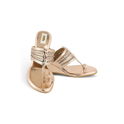 STOFFA Crystal Chain Low Kolhapuri-Rose Gold