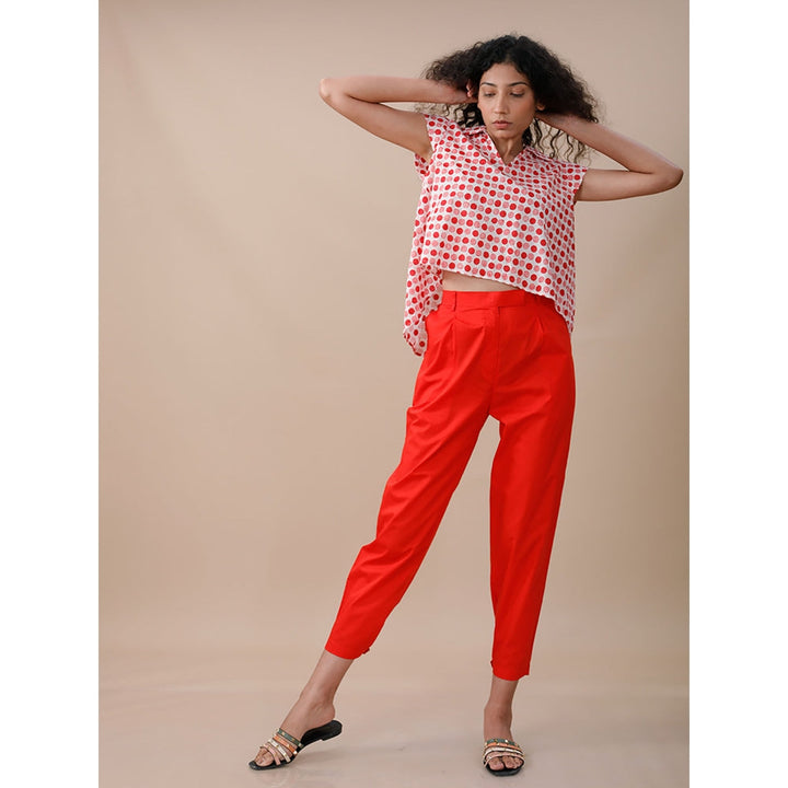 Studio Shikha Malik Womens Paint Me Red Pants