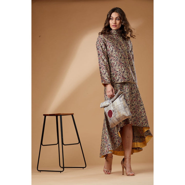 Studio Shikha Malik Beige Printed Short Coat