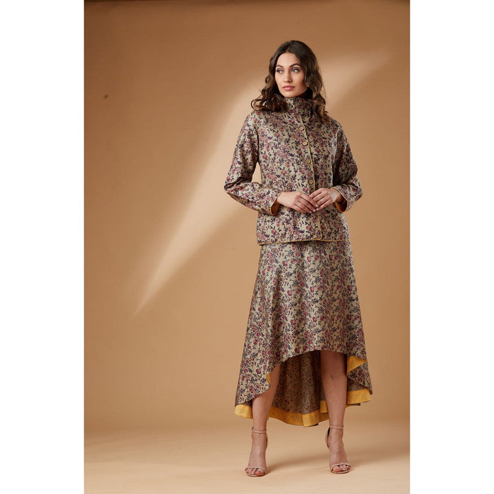 Studio Shikha Malik Beige Printed Short Coat