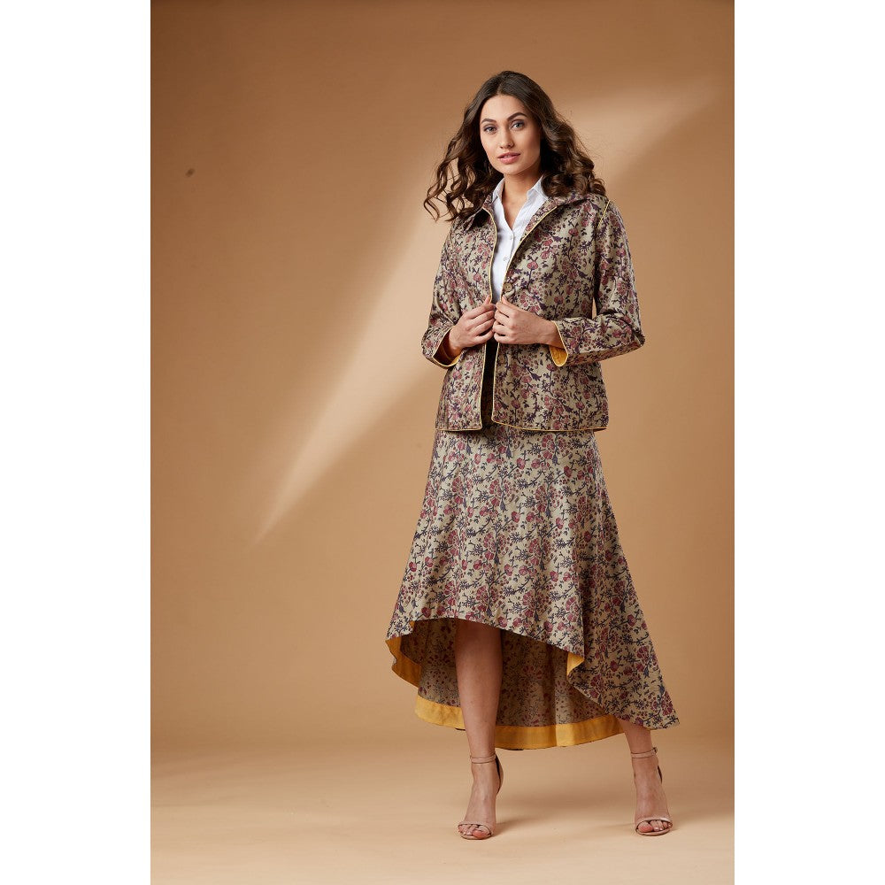 Studio Shikha Malik Beige Printed Short Coat