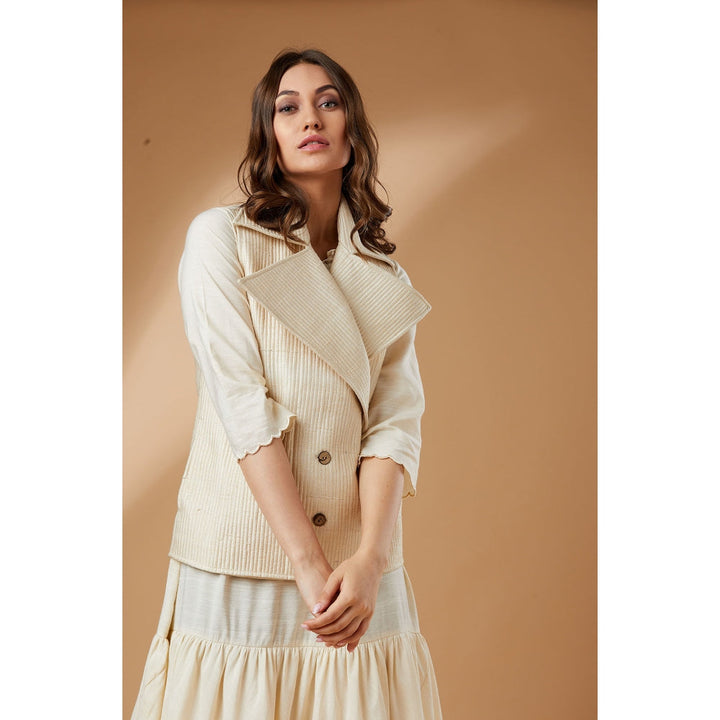 Studio Shikha Malik Quilted Ivory Jacket