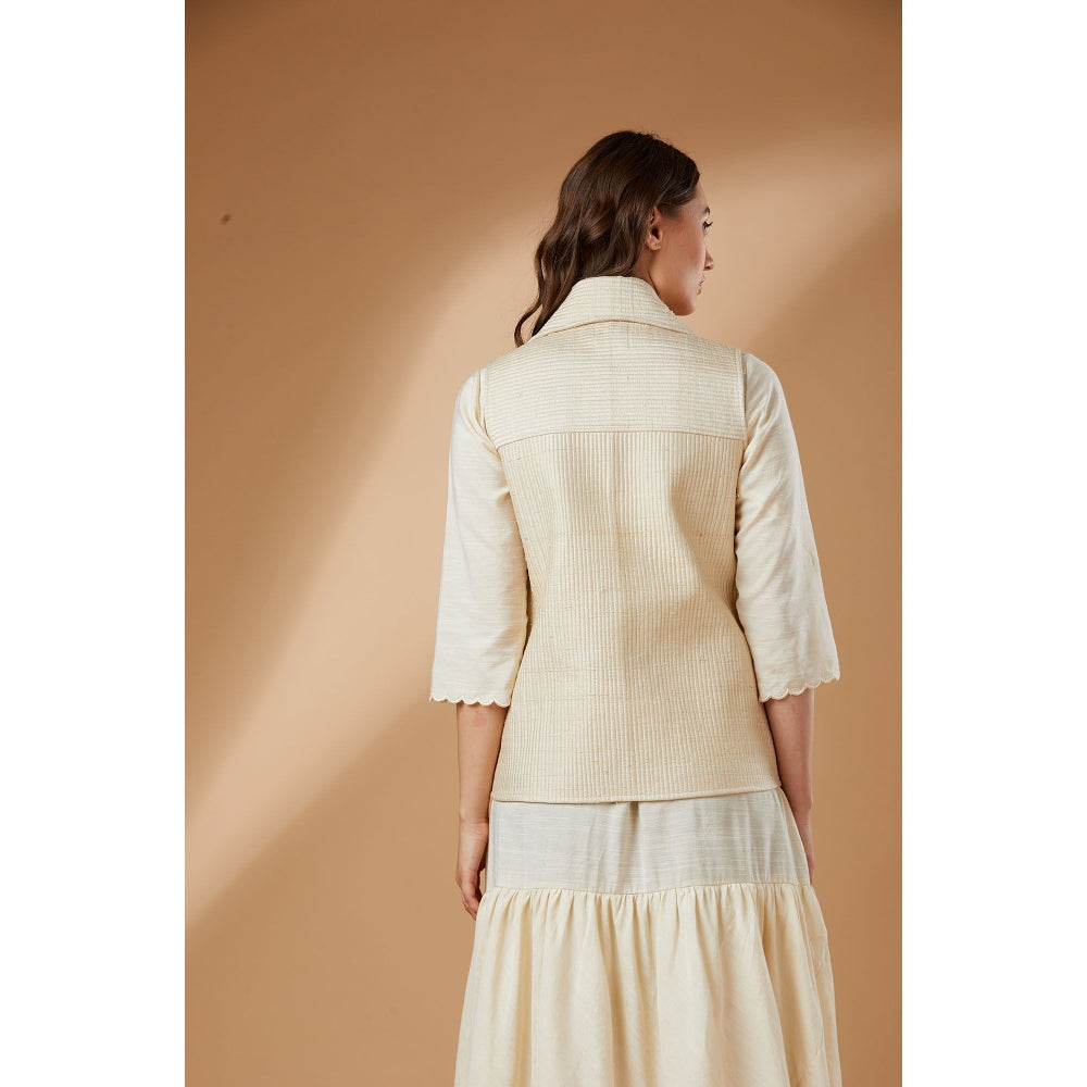 Studio Shikha Malik Quilted Ivory Jacket