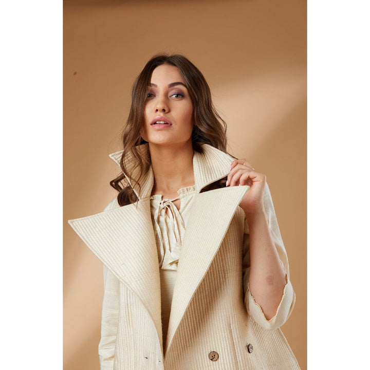 Studio Shikha Malik Quilted Ivory Jacket