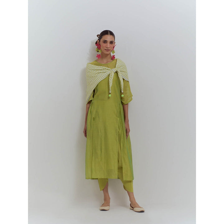 Studio Shikha Malik Green Sun Kissed Kurta with Slip (Set of 2)