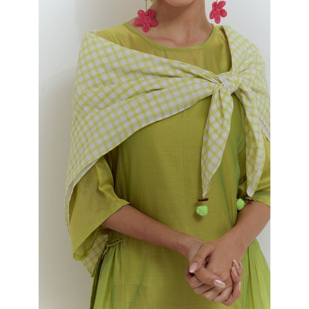 Studio Shikha Malik Green Sun Kissed Kurta with Slip (Set of 2)