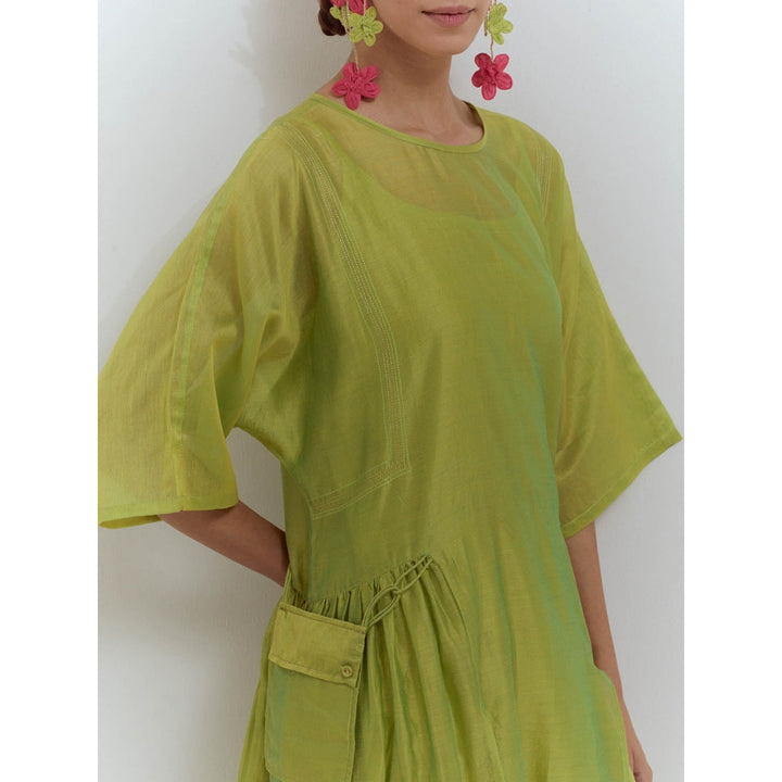 Studio Shikha Malik Green Sun Kissed Kurta with Slip (Set of 2)