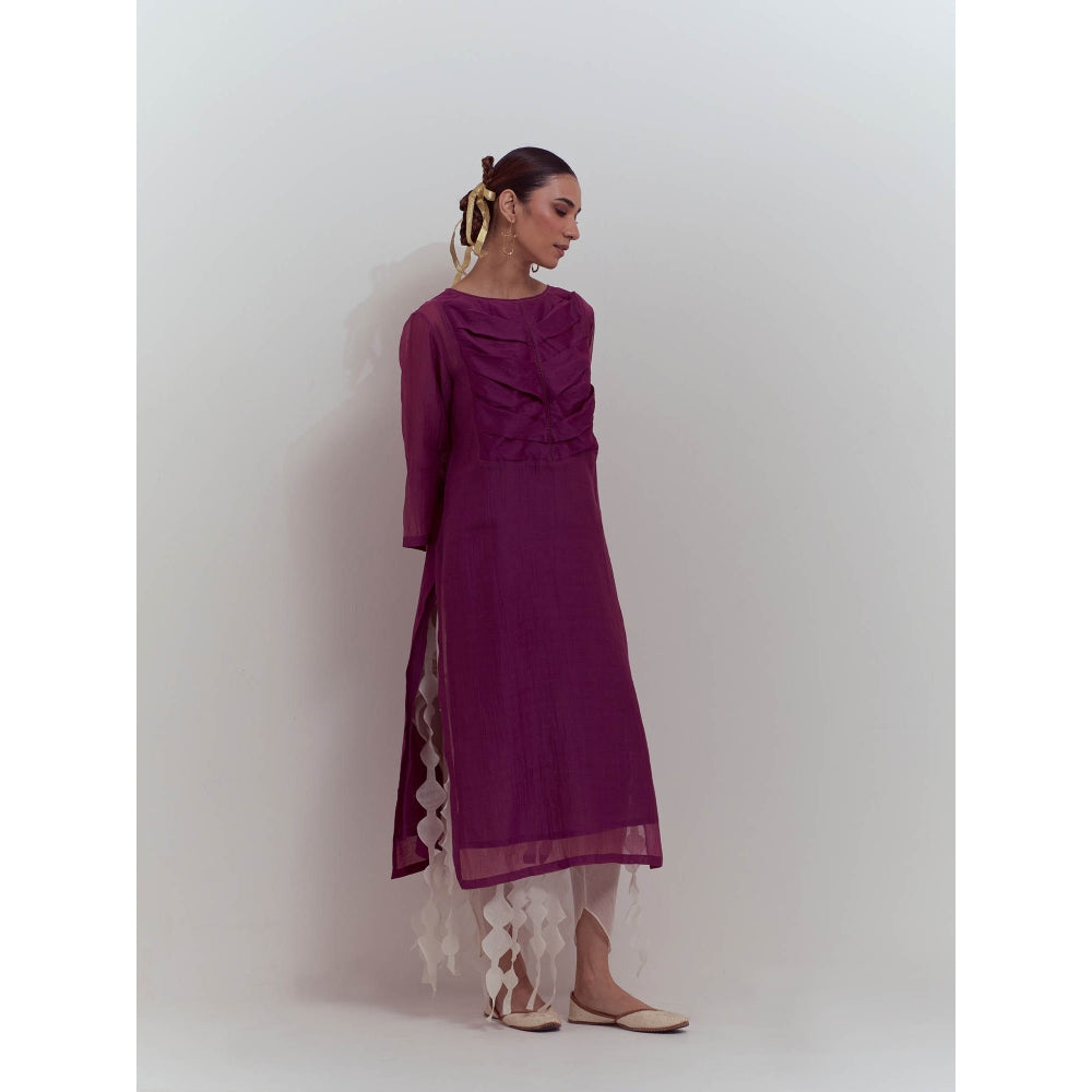 Studio Shikha Malik Purple Botanical Delight Kurta with Slip (Set of 2)