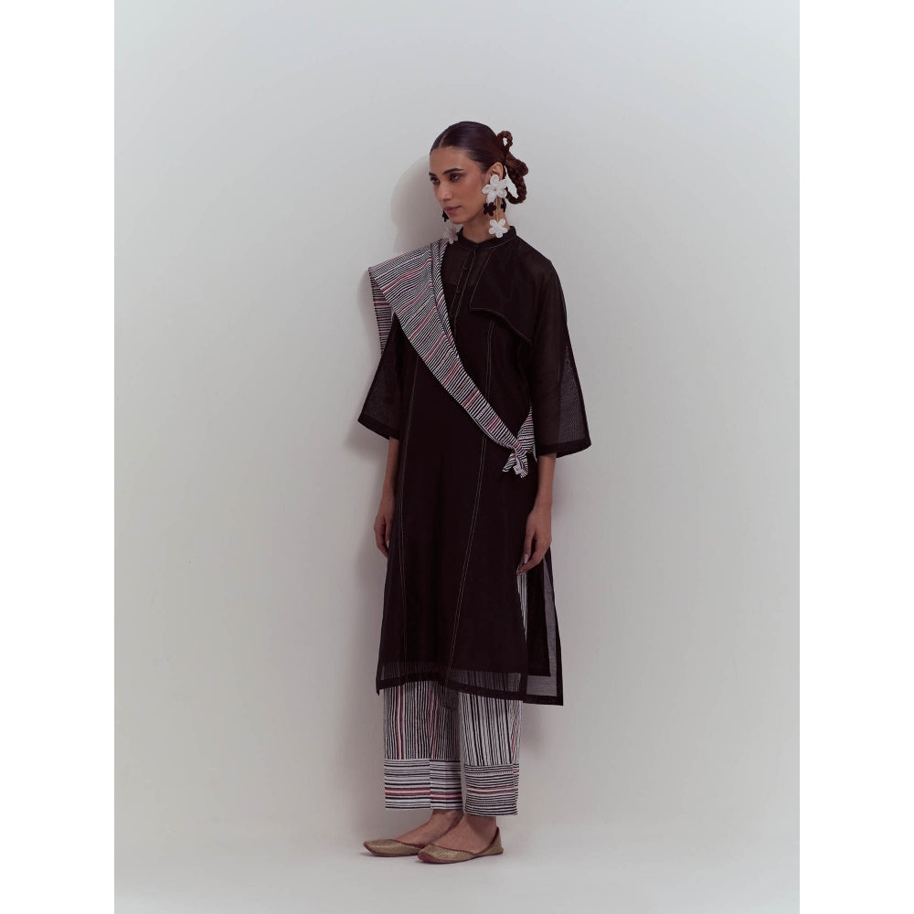 Studio Shikha Malik Black Majestic Kurta with Slip and Dupatta (Set of 3)