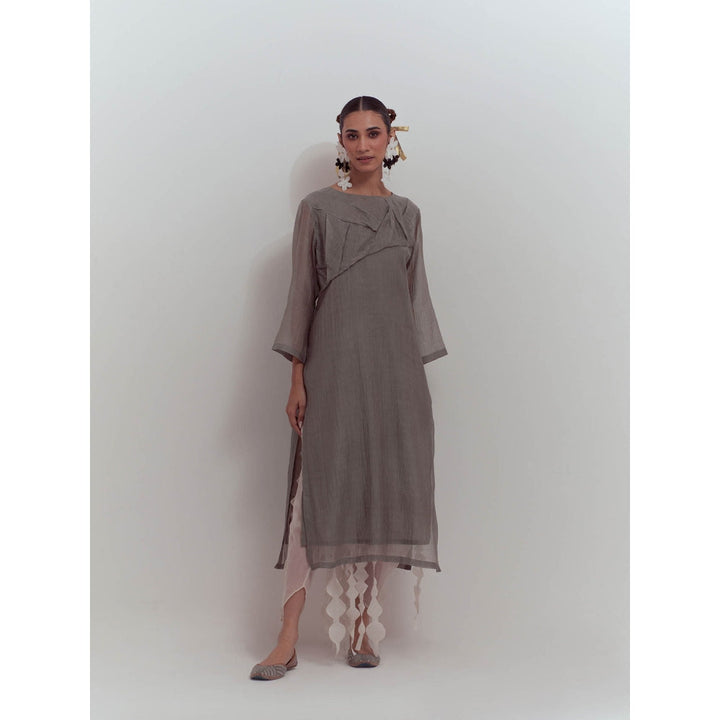 Studio Shikha Malik Grey Burst of Joy Kurta with Slip (Set of 2)