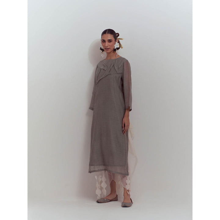 Studio Shikha Malik Grey Burst of Joy Kurta with Slip (Set of 2)