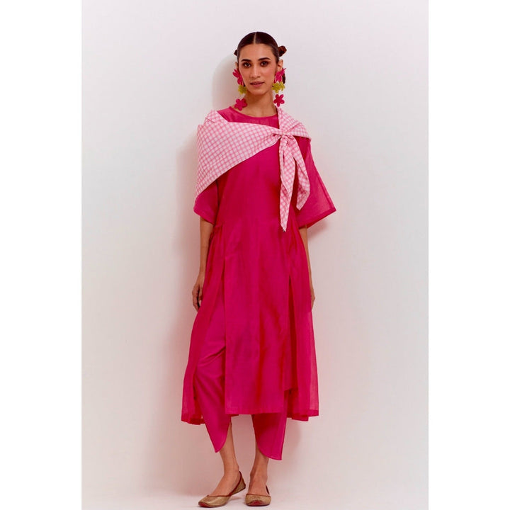 Studio Shikha Malik Full Bloom Pink Kurta with Inner (Set of 2)