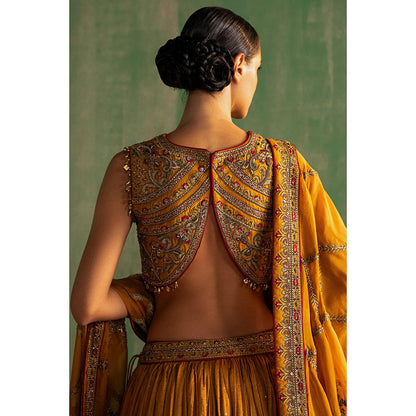 STUDIO BAGECHAA Vritika Mustard Embellished Lehenga with Blouse and Dupatta (Set of 3)
