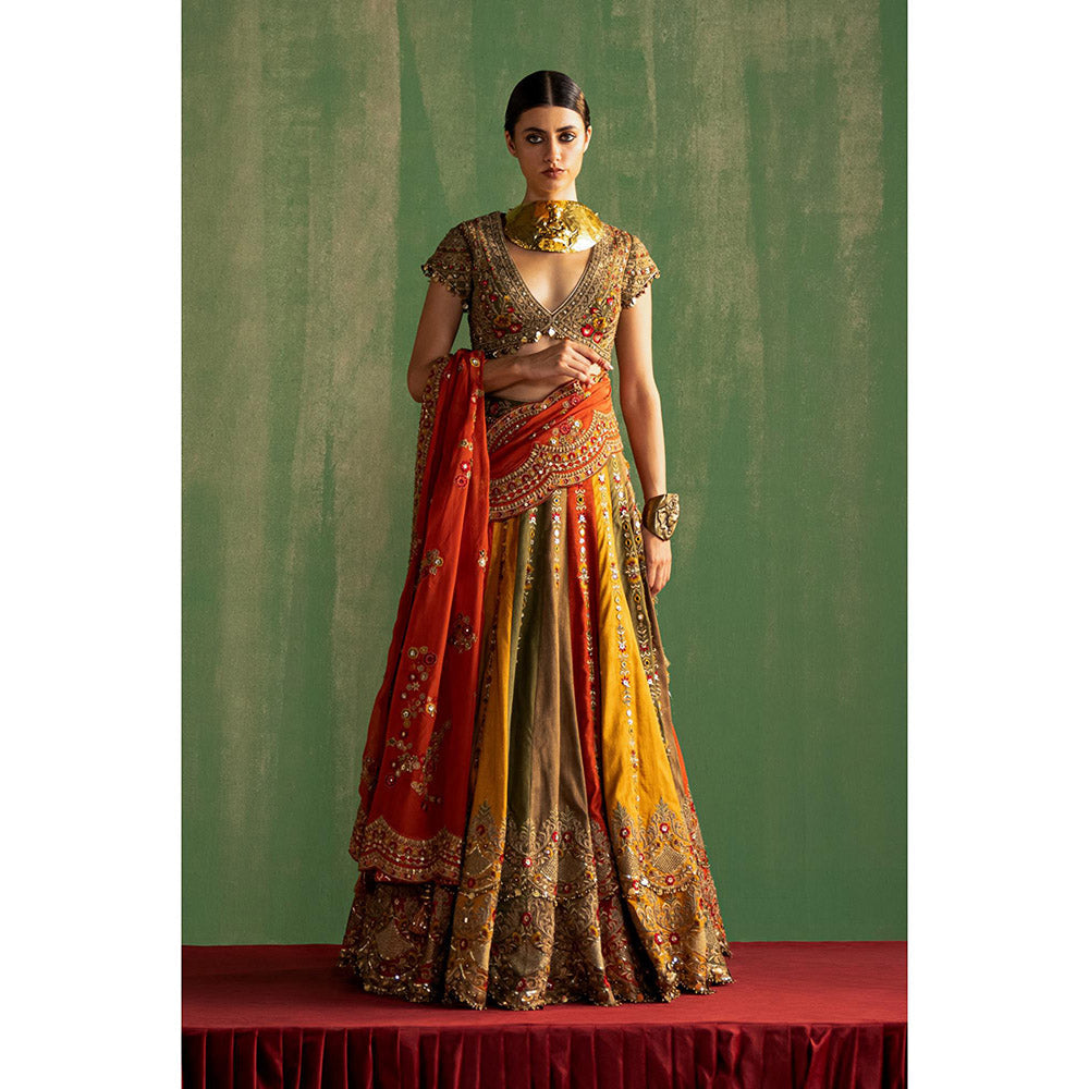 STUDIO BAGECHAA Arohi Multi Color Embellished Lehenga with Blouse and Dupatta (Set of 3)