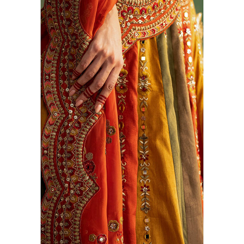 STUDIO BAGECHAA Arohi Multi Color Embellished Lehenga with Blouse and Dupatta (Set of 3)
