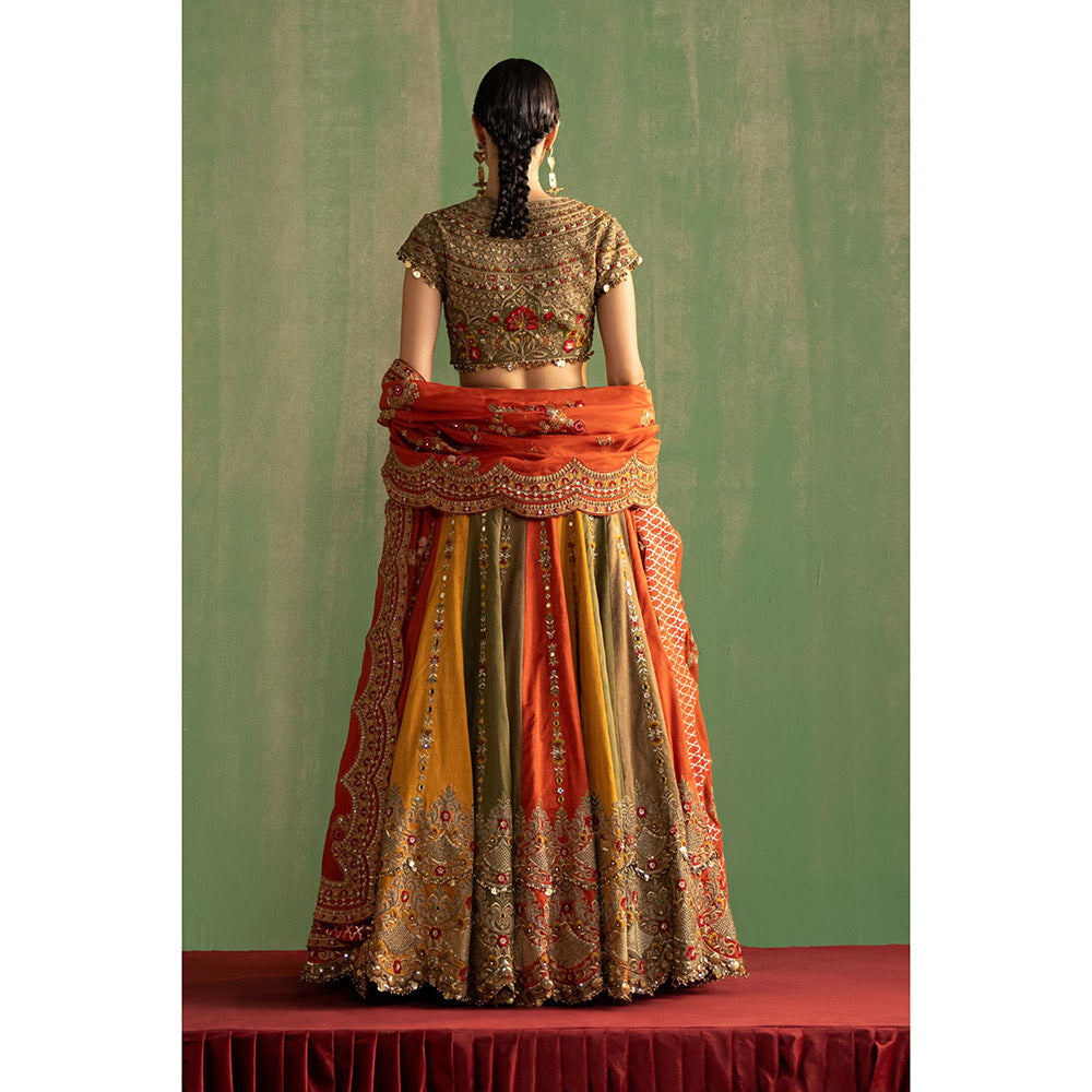 STUDIO BAGECHAA Arohi Multi Color Embellished Lehenga with Blouse and Dupatta (Set of 3)