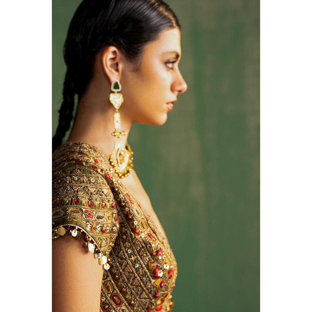 STUDIO BAGECHAA Arohi Multi Color Embellished Lehenga with Blouse and Dupatta (Set of 3)