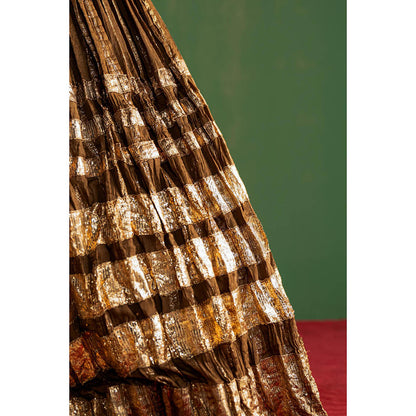 STUDIO BAGECHAA Ruchika Brown Embellished Lehenga with Blouse and Dupatta (Set of 3)