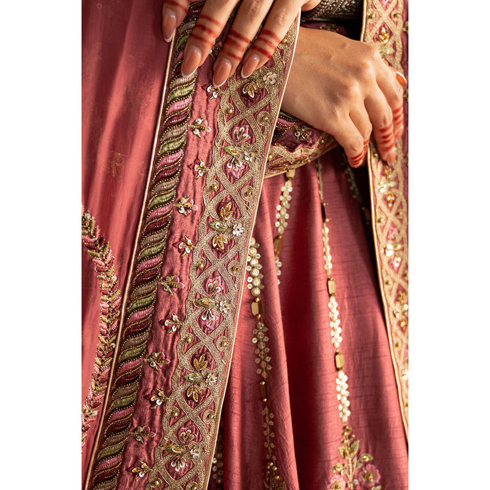 STUDIO BAGECHAA Tarini Pink Embellished Lehenga with Blouse and Dupatta (Set of 3)