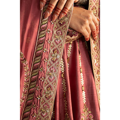 STUDIO BAGECHAA Tarini Pink Embellished Lehenga with Blouse and Dupatta (Set of 3)