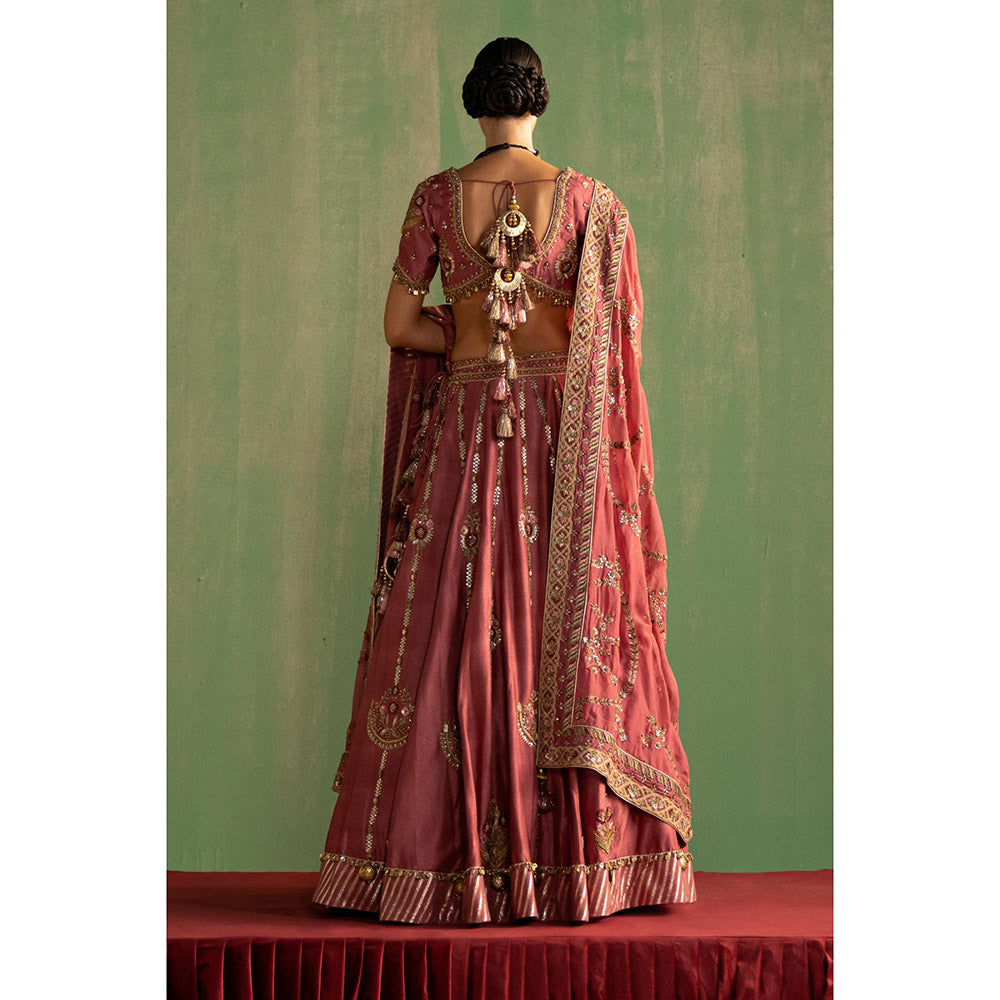 STUDIO BAGECHAA Tarini Pink Embellished Lehenga with Blouse and Dupatta (Set of 3)
