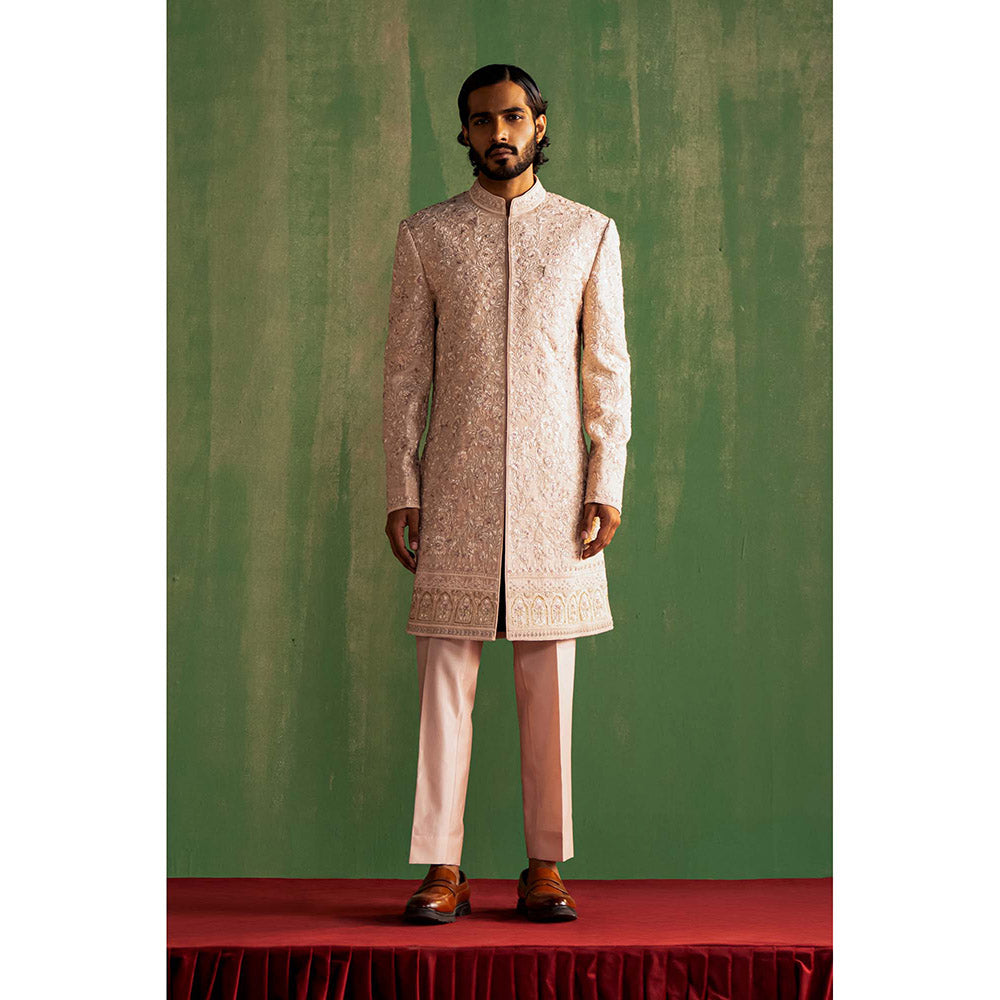 STUDIO BAGECHAA Lakshay Lavender Embroidered Sherwani with Pant (Set of 2)