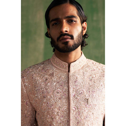 STUDIO BAGECHAA Lakshay Lavender Embroidered Sherwani with Pant (Set of 2)