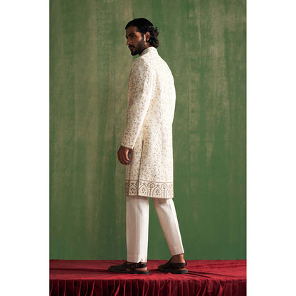 STUDIO BAGECHAA Vyom Ivory Embroidered Sherwani with Pant (Set of 2)