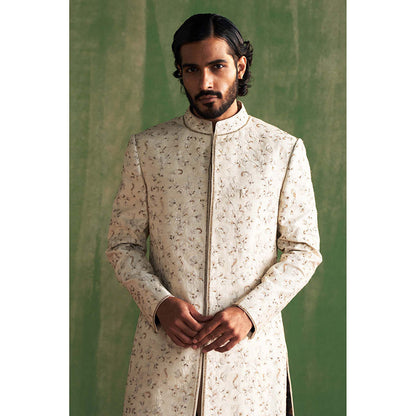 STUDIO BAGECHAA Vyom Ivory Embroidered Sherwani with Pant (Set of 2)