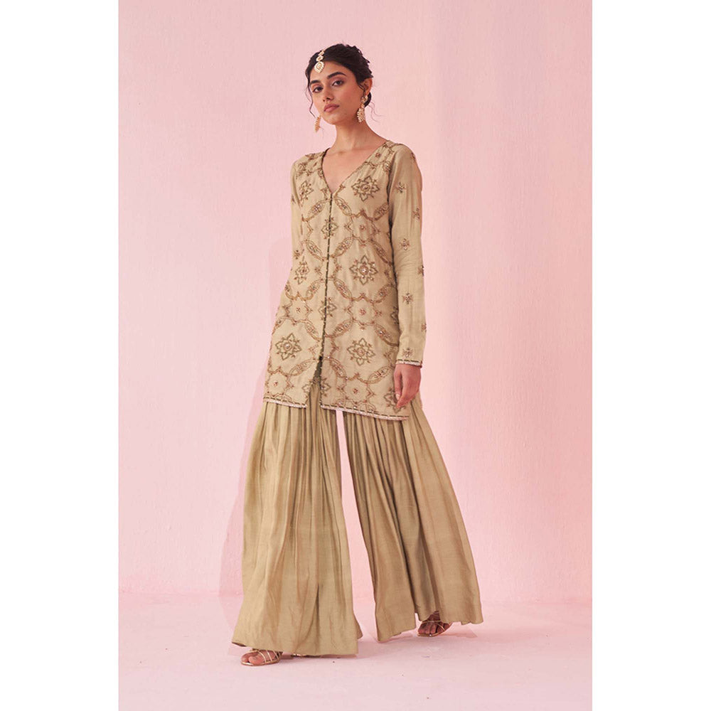 STUDIO BAGECHAA Gazal Green Sharara with Kurti (Set of 2)