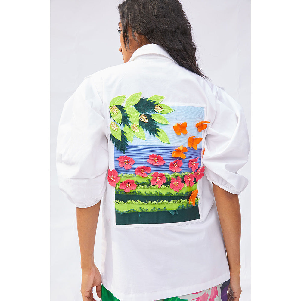 Studio Moda India White Blair Garden Shirt