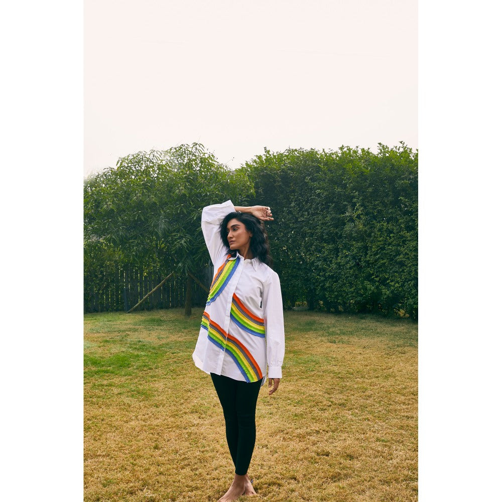 Studio Moda India White Ivy Rainbow Shirt