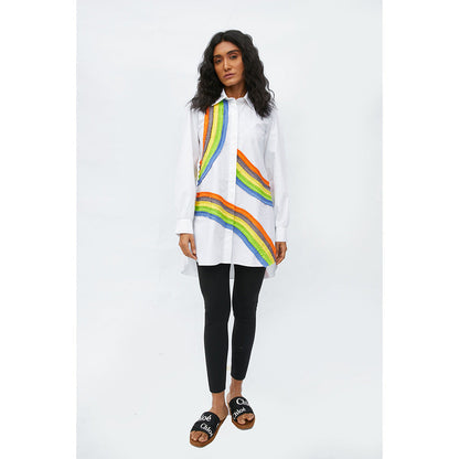 Studio Moda India White Ivy Rainbow Shirt
