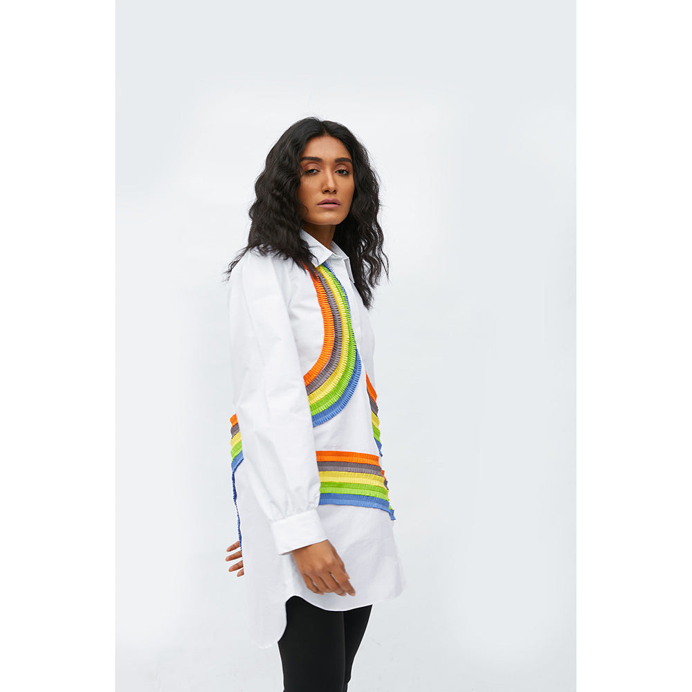 Studio Moda India White Ivy Rainbow Shirt