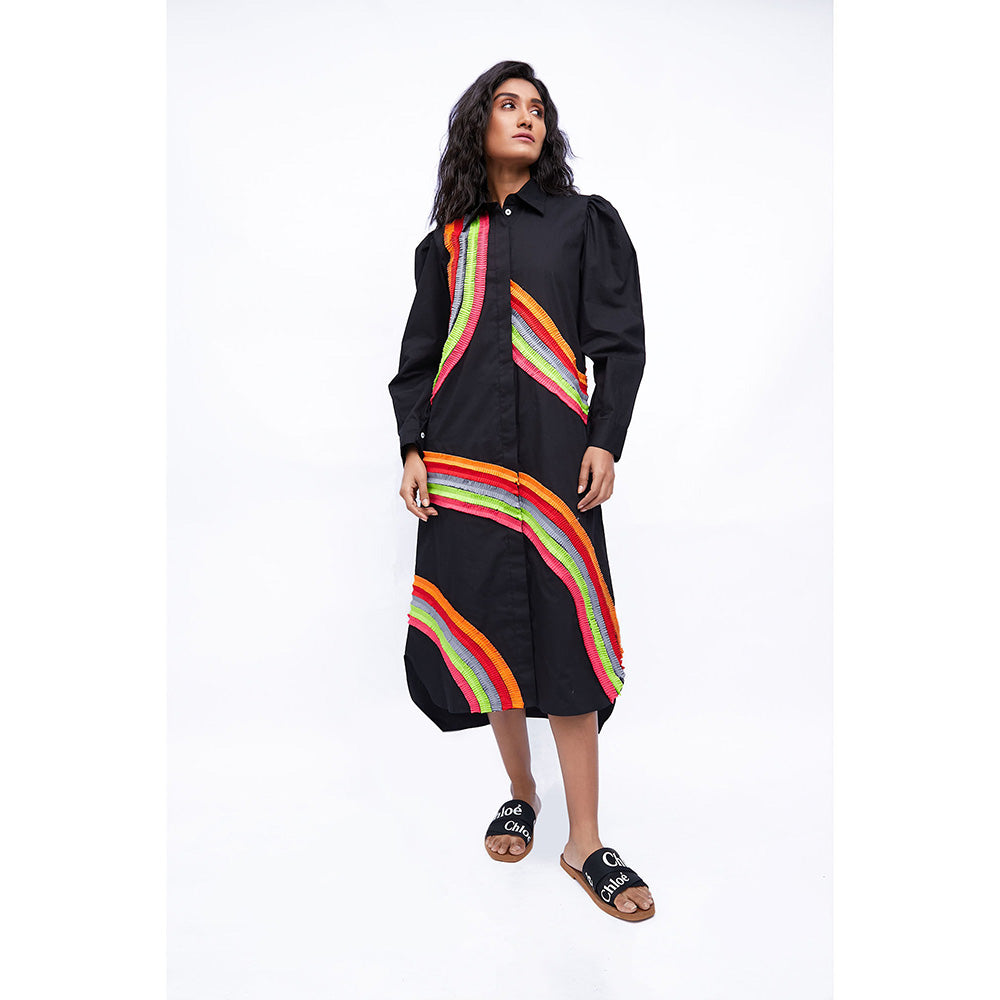 Studio Moda India Black Ivy Rainbow Long Dress