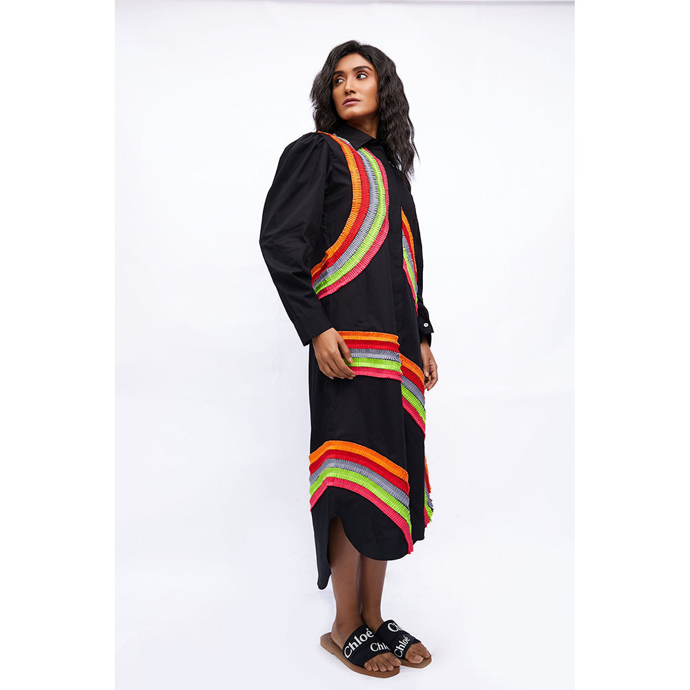 Studio Moda India Black Ivy Rainbow Long Dress