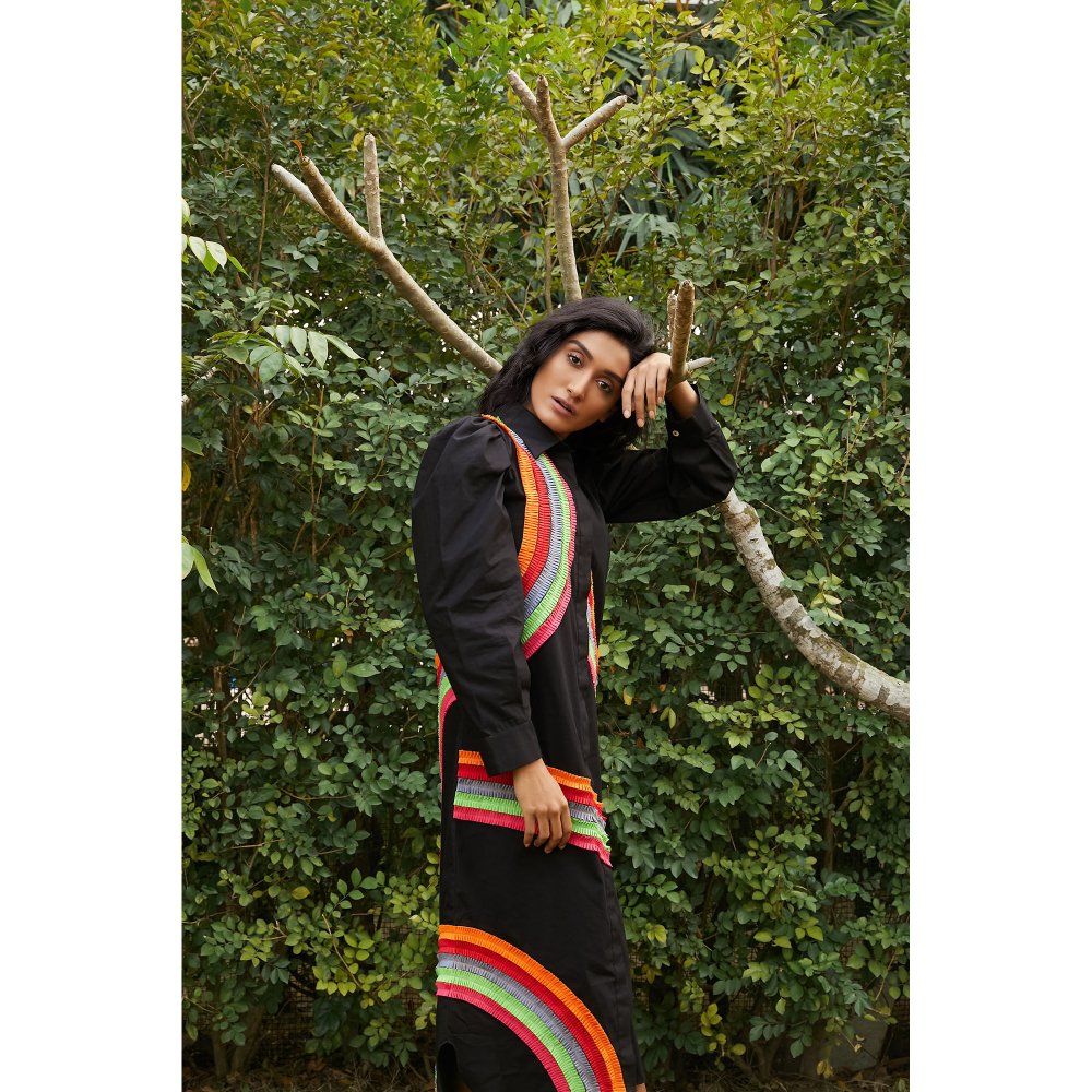 Studio Moda India Black Ivy Rainbow Long Dress