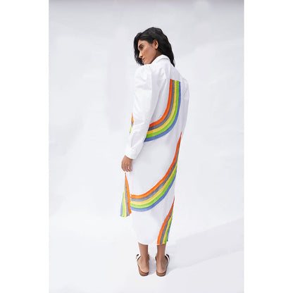 Studio Moda India White Ivy Rainbow Long Dress