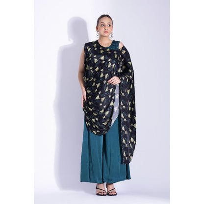 Studio Surbhi Printed Off Shoulder Top with Palazzo and Belt (Set of 3)