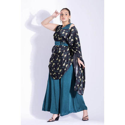 Studio Surbhi Printed Off Shoulder Top with Palazzo and Belt (Set of 3)