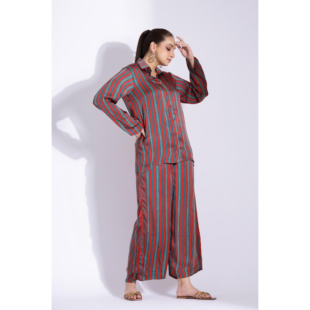 Studio Surbhi Red Stripes Relaxed Co-Ord (Set of 2)