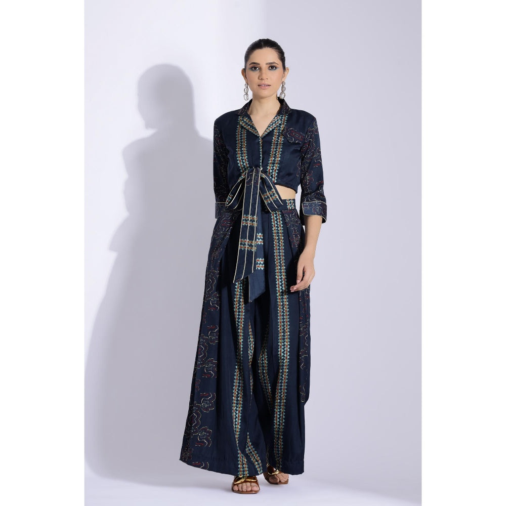 Studio Surbhi Navy Blue Printed Co-Ord (Set of 2)
