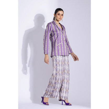 Studio Surbhi Purple Printed Close Fit Blazer